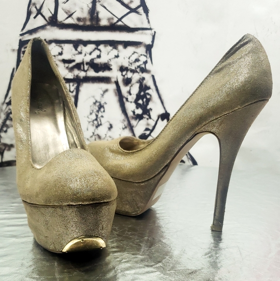 Qupid Champagne Stilettos - Picture 2 of 2